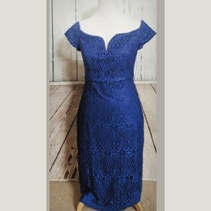 Guess Black Midi Blue Dress EUC